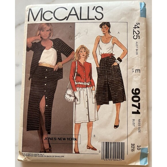 McCall's Other - McCall Sewing Pattern 9071 Women’s Jones New York Top Skirt & Jacket Sz 10 1984